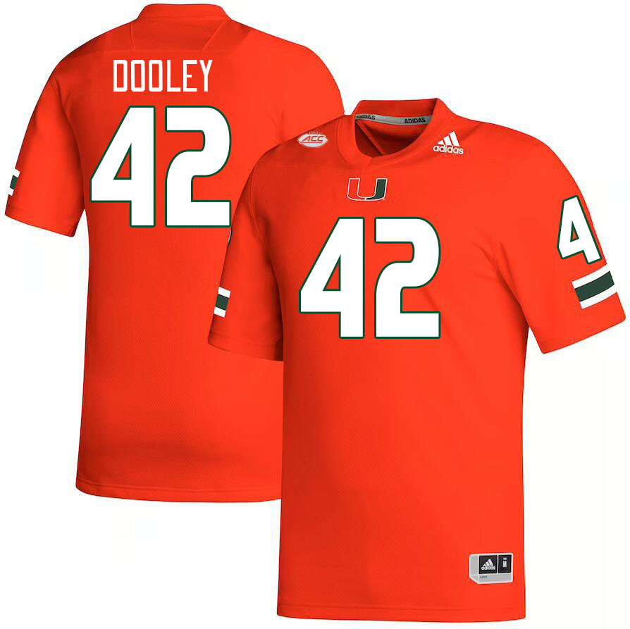#42 Jim Dooley Miami Hurricanes Jerseys Football Stitched-Orange